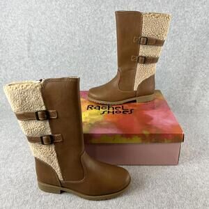 Rachel Shoes Girls Raleigh Tall Winter Sherpa Faux Leather Boots Size 13 kids
